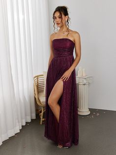 Shop Backless Glitter Tube Maxi Dress now at Partheafashion. You can also choose more fashion style. Glamorous Purple Strapless Dress For Party, Strapless Purple Maxi Dress For Party, Glamorous Bridesmaid Maxi Dress For Party Season, Purple Maxi Dress For Prom Season Night Out, Tube Maxi Dress, Tube Maxi Dresses, Party Pattern, Clean Body, Style Party