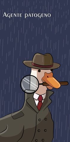 a man in a suit and hat with a bird on his nose, holding an umbrella