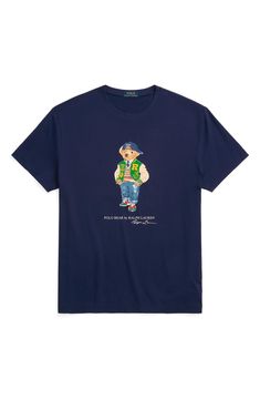 A sporty Polo Bear brings varsity-game vibes to a T-shirt made of soft cotton and styled to look great whether you wear it layered or on its own. 28 1/2" length (size Medium) Crewneck Short sleeves 100% cotton Machine wash, dry flat Imported Sporty Summer T-shirt With Character Print, Casual Crew Neck T-shirt With Character Print, Short Sleeve T-shirt With Embroidered Graphics For College, Cotton Screen Print T-shirt Athleisure, Sporty T-shirt With Embroidered Graphics For Game Day, Collegiate Tops With Graphic Print And Relaxed Fit, Cotton Screen Print Athleisure T-shirt, Summer Sporty T-shirt With Character Print, Collegiate Graphic Print Relaxed Fit Tops