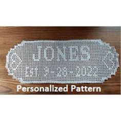 a cross stitch pattern with the word jones on it and an inscription that reads, personalized