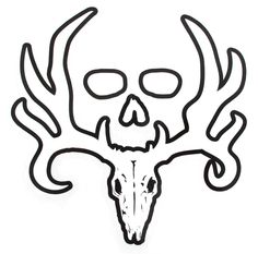 a drawing of a skull with antlers on it