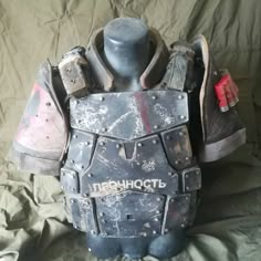 a mannequin made out of an old motorcycle armor