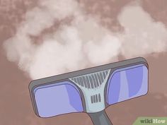 a close up of a hair dryer with steam coming out of it's blades