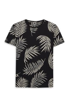 Primark - Black Leaf Print Tee Nike Clothes Mens, Tee Shirt Fashion, Amazing Fashion, England Fashion, Stylish Mens Outfits, Print Tee, Nike Outfits, Leaf Print