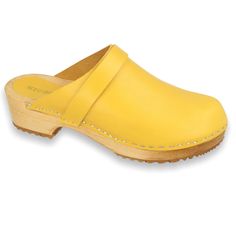 Are you looking for quality clogs? YELLOW Klogga - stylish and elegant Swedish clogs from quality real leather on wooden soles YELLOW Klogga clogs are made from quality real leather. This clog is a perfect blend of comfort and style. It offers optimal support and a timeless look. YELLOW clogs are also lightweight due to their poplar wood soles. The yellow colour is nice to the eye and fashionable. yellow Klogga are in classic style so you can wear them with any outfit. They are suitable for casu Casual Closed Toe Wooden Clogs, Casual Wood Closed Toe Clogs, Yellow Leather Mules With Wooden Heel, Yellow Leather Closed Toe Clogs, Natural Wood Round Toe Clogs, Yellow Clogs With Wooden Heel And Round Toe, Yellow Casual Clogs With Wooden Heel, Casual Yellow Clogs With Wooden Heel, Yellow Rubber Sole Clogs For Spring