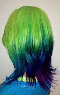 Green Hair Ombre, Purple And Green Hair, Neon Green Hair, Lumpy Space, Hair Dyed