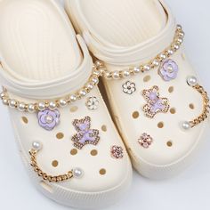 Flower shoe charm set, Purple Crocs charm set, Bear Shoe Charm , Shoe Charm with Chains For more items in our shop, please visit the link below:  https://www.etsy.com/au/shop/Abelsworld?ref=seller-platform-mcnav If you have any questions feel free to contact us. Crocs With Charms, Purple Crocs, Crocs Charm, Ankle Jewelry, Flower Shoes, Diamond Chain, Decorated Shoes, Diy Shoes, Charm Set