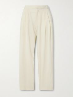 Though the silhouette is relaxed, ST. AGNI's pants read polished in their tailoring. They're made from wool-blend in a wide-leg cut that's pleated through the waistband to enhance their effortless movement. Tailored Cream Wide Leg Pants For Formal Occasions, Cream Wide-leg Pants With Pressed Crease, Classic Cream Wide Leg Pants For Work, Tailored Cream Wide Leg Pants For Work, Wide Leg Cream Pants With Pressed Crease, Chic Wool Wide Leg Pants With Straight Hem, Formal Cream Pants With Straight Hem, Chic Cream Bottoms With Pressed Crease, Tailored Cream Wide-leg Pants