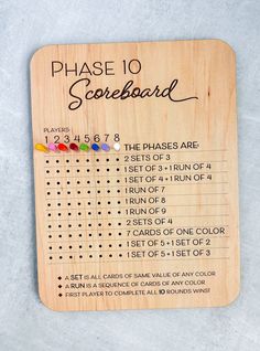 Phase 10 Score Board - Etsy All Games, Board Games, Laser Cut, Track, Hand Painted