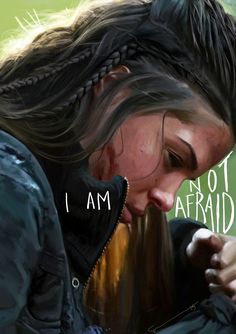 a painting of a woman with her eyes closed and the words i am not afraid