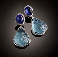 Luxury Gemstone Jewelry From Macy's, Luxury Blue Earrings, Sapphire Crystal Jewelry, Luxury Blue Jewelry, Tamzanite Earrings, Sapphire Ear Rings, Precious Gems Earrings, Saphires Jewelry, Safira Jewelry