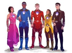 an image of some people that are dressed up as superheros in their respective outfits