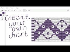 a cross stitch pattern is shown with the words create your own chart in purple and white