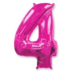 the number four balloon is pink in color