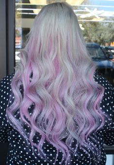 Pops Of Pink Hair, White Hair With Pink Highlights, Pink And Platinum Hair, Pink Extensions Hair, Pink Lowlights In Blonde Hair, Blonde Hair With Pop Of Color, Silver And Pink Hair, White And Pink Hair