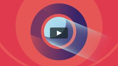 an abstract video background with a circular design in blue and pink, on a red background