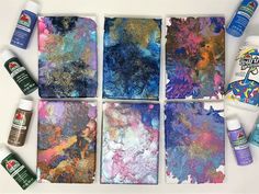 the paint is being used to make this art project with acrylic and glue