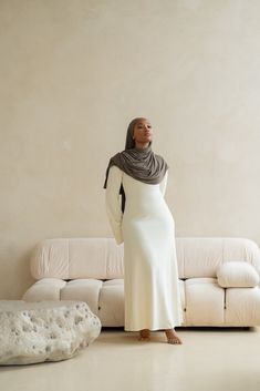 Wide Sleeve Maxi Knit Dress - Ivory – ShopFatimaDiallo Chic Beige Maxi Dress For Loungewear, Chic Cream Stretch Dress, Chic Fitted Winter White Dresses, Fitted Long Loungewear Dresses, Long Fitted Loungewear Dresses, Fitted Long Lounge Dresses, Fitted Long Dresses For Loungewear, White Long Sleeve Viscose Maxi Dress, Cream Stretch Dresses For Winter