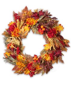 a wreath made out of leaves and flowers