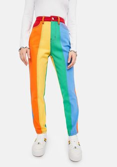 Epic Clothes, Rainbow Pants, Cup Of Cheer, Red Blonde, Paige Denim Jeans, Straight Leg Jeans Outfits, All Is Bright, Funky Style, Tie Dye Jeans