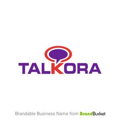 the logo for talkora is shown in purple and red