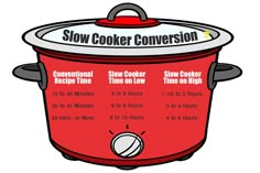 a red slow cooker with instructions on how to use it