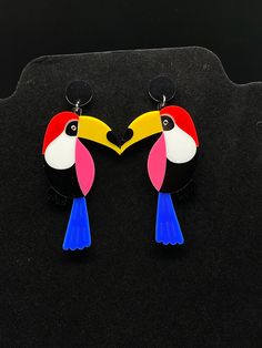 Red pink acrylic bird earrings Multicolor Bird Design Jewelry, Multicolor Bird Design Earrings Gift, Gift Multicolor Bird Design Earrings, Multicolor Bird Design Earrings As A Gift, Multicolor Bird Design Earrings For Gift, Sunflower Earrings, Pink Acrylic, Pink Acrylics, Rose Rouge