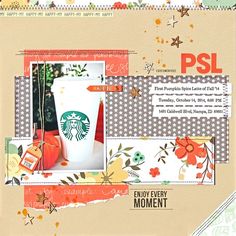 a scrapbook page with an image of a starbucks drink