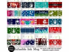 christmas themed washi tapes with snowflakes on them and the words, in multiple colors