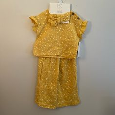 Adorable Baby By Rachel Zoe Yellow Polka Dot 3 Piece Set, Perfect For Spring Or Summer! Size 18m Includes: Top, Pant, Bow Headband Elastic Waistband On Pants Shoulder Button Closure On Top Comment Any Questions You May Have! Yellow Short Sleeve Sets For Playwear, Cute Yellow Cotton Sets, Yellow Short Sleeve Playwear Set, Cute Yellow Sets With Short Sleeves, Cute Yellow Set With Short Sleeves, Cute Yellow Short Sleeve Clothing Sets, Cute Yellow Short Sleeve Sets, Yellow Cotton Playtime Sets, Headband Elastic