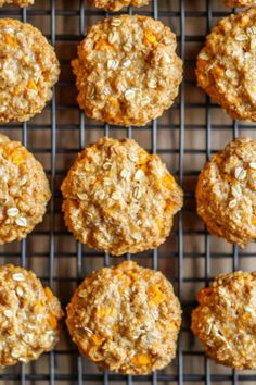 carrot oatmeal breakfast cookies cooling on a wire rack, ready to be eaten