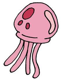 a pink jellyfish with red spots on it's head