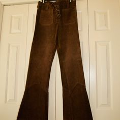 Unisex! These Are Handmade From Thick High Quality Genuine Suede Leather And Are Bell Bottoms From The 70's Coming From An Exclusive Little Boutique In The Hippie District Of Atlanta, Ga! There Is No Brand Label Or Size Tag On The Inside (Pic #6). However, This Was Common For People To Hand Craft Their Items And Sell Directly To The Shop Keepers Back In Those Days. These Are 70's Rockstar Quality And Are Suppose To Be Not Hemmed! Will Last A Lifetime! This Item Is One Of A Kind, Vintage, And The Leather Is Of Supreme Quality In Amazing Condition! Not Just For Anyone, This Item Is For Someone Who Is A Trendsetter! Price Is Firm! There Isn't Another One Out There Like It!! Across Th Leather Bell Bottoms, Hand Craft, Brand Label, Suede Lace, Atlanta Ga, No Brand, Bell Bottoms, Vintage 70s, Trend Setter