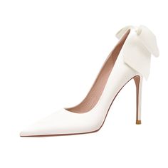 Lily French satin wedding dress bow shoes- Carli