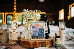 the table is set up for a wedding reception