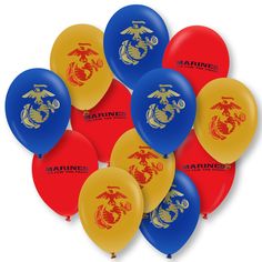 many balloons with marine emblems on them