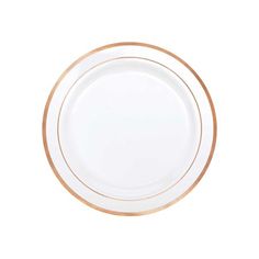 Amscan is well-known as being a large designer, manufacturer, and distributor of decorated party goods and party accessories. Amscan Premium gladly offers you its disposable plastic plate which will save you from the hassle of washing dishes.  Round plates with gold trim will save you from the hassle of washing dishes.  Comes in white with rose gold trim and made of plastic.  Dimensions: 7.5"Dia.  Sold as 1 Each. Size: 7.48".  Color: Multicolor. Disposable Plastic Plates, Round Plates, Party Goods, Plastic Plates, Washing Dishes, Party Tableware, Party Plates, Party Accessories, Gold Trim