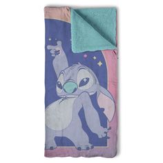 the little mermaid blanket has an image of stitch and stitch on it's back