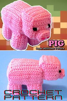 an elephant made out of crochet is shown with the caption, pig