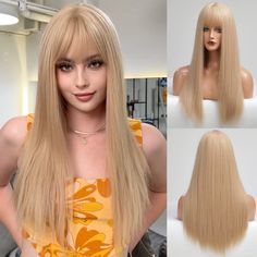 PRICES MAY VARY. 💗Comfortable & Natural: EMMOR’s long straight wig not also looks natural, but it is soft, skin-friendly, comfortable and breathable, not easy to tangle, not easy to fall off, which is very important for long straight wig! It can be perfect with any clothing, make you full of charm and become the focus of the people. 💗Material:EMMOR chosen premium,soft and 100% high-quality heat-resistant synthetic fiber which is highly imitating human hair.It has no smell and can be styled aga Barbie Wig, Blonde Wig With Bangs, Blonde Cosplay Wig, Blonde Natural Hair, Blond Ombre, Bangs For Women, Natural Hair Wigs, Straight Wigs, Cosplay Hair