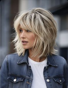 Short Layered Bob With Bangs, Fine Hair Cuts, New Hair Look, Haircuts For Medium Length Hair, Layered Haircuts For Medium Hair, Chin Length Hair, Hairstyles For Layered Hair, Messy Short Hair, Edgy Short Hair