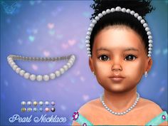 sims 4 cc // custom content accessories // toddler pearl necklace Cc Accessories, Los Sims 4 Mods, Toddler Jewelry, Sims 4 Studio, Sims 4 Game Mods