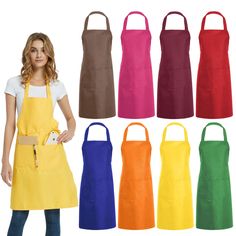 the aprons are different colors and sizes