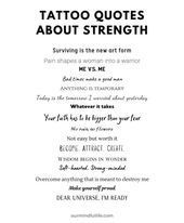 an advertisement with the words, tattoo quotes about strength and meaning in black on white