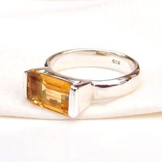 925 Sterling Silver Natural Citrine Ring, Yellow Citrine Ring, Birthstone Citrine Ring, Handmade Silver Ring, Fine Silver Ring, Stunning Silver Ring. Product:- Ring Modal no:- U278 Metal:- 925 Sterling Silver Gemstone :- Citrine Gemstone size:- 7x10 mm Finishing:- Shiny Silver We are using Pure 925 (Stamped) Sterling Silver with Natural Gemstone Jewelry, all of our jewelry designs are Handmade. We are adding new creative designs in our store regularly, for new handmade stuff please get touch wit Citrine Rings With Rectangular Stone For Gift, Rectangular Citrine Gemstone Ring, Citrine Ring With Rectangular Stone For Gift, Yellow Citrine Ring, Handmade Stuff, Ring Birthstone, Natural Gemstone Jewelry, Morganite Ring, Yellow Citrine