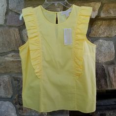 Michael By Michael Kors Blouse Product Code Qh74bsr9kx Color Lemon (Yellow) Us Women Size Medium Msrp $99.50 67% Cotton 30% Polyester 3% Elastane Machine Washable Pit To Pit 19 Inches Center Back Length 25 Inches With A Lemon Yellow Color, Flattering Bust Darts & Princess Seams With Ruffle Detail, And Back Button Entry. **First Time On Poshmark? Use Code Risley1223 When You Create Your Poshmark Account To Receive A $10 Credit Toward Your First Purchase.** Tag: Michael By Michael Kors Shirt Women Medium Yellow Sleeveless Blouse Designer Lemon Yellow Color, Blouse Designer, Princess Seams, Lemon Yellow, Princess Seam, Sleeveless Blouse, Shirt Women, Yellow Color, Blouse Designs