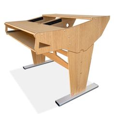 a computer desk that is made out of wood