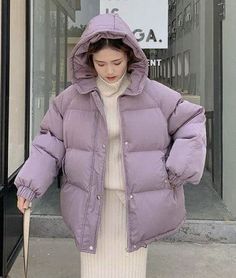 Short Puffer Jacket, Ladies Short Jackets, Oversized Puffer, Puffer Parka, Cardigan Sweater Vest, Coat Winter, Hooded Parka, Aesthetic Women, Oversized Coat