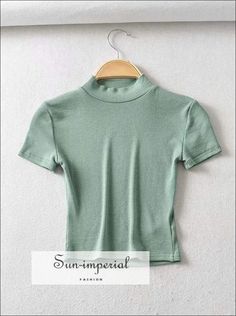 Sun-Imperial Material:COTTON Material:Spandex Sleeve Length(cm):Short Sleeve Style:REGULAR Fabric Type:JERSEY Pattern Type:Solid sun-imperialJK2004102 Clothing Length:Short Decoration:NONE Style:Casual Age:Ages 16-28 Years Old Collar:Turtleneck Size Table S : Shoulder 32cm(12.6") Bust 68-84cm(26.8"-33.1") Sleeve 12cm(4.7") Length 40cm(15.7") M : Shoulder 33cm(13") Bust 72-88cm(28.3"-34.6") Sleeve 13cm(5.1") Length 41cm(16.1") The size be measured by ourselves, error 1-3cm Sizing advice : Most it Green Stretch Casual Top, Fitted Green Trendy T-shirt, Green Fitted Crew Neck Top, Fitted Green Crew Neck Top, Green Stretch Summer Shirt, Summer Green Stretch Shirt, Fitted Green Summer Tops, Green Stretch Short Sleeve Top, Green Stretch Trendy Tops