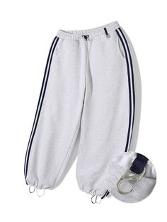 Editor's NotesInspired 90's vibe, these sporty track sweatpants are accented with contrasting double stripe tapes along side line. They have a belt loop with silver keyring to hang your small accessories and adjustable drawcord at hem create versatile silhouette. They are made from high-quality cotton terry with soft touch and finished with silky washing.- Elasticated waistband with drawcord and stopper- Two front on-seam pockets- One back patch pocket- Double stripe tapes at side- Grosgrain tap Sporty Streetwear Joggers With Contrast Stripes, Sporty Sweatpants With Contrast Stripes, Sporty Joggers With Contrast Stripes For Jogging, Sporty Sweatpants With Contrast Stripes For Streetwear, Sporty Joggers With Contrast Stripes, White Athleisure Sweatpants With Contrast Stripes, Contrast Stripes Sportswear Sweatpants For Streetwear, Sportswear Sweatpants With Contrast Stripes For Streetwear, Contrast Stripe Sportswear Sweatpants For Jogging